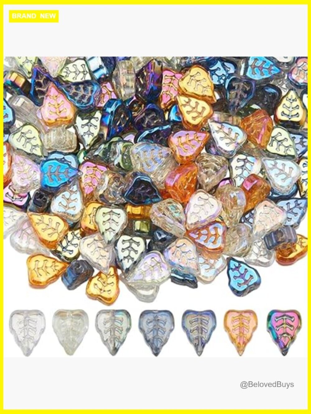 168pcs Glass Leaf Beads for Jewelry Making Spacer Strands DIY Craft